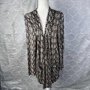 ZENANA Snakeskin Drape Cardigan 3X | Animal Print Open Front Lightweight Layer